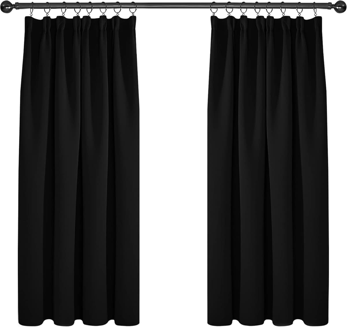 Deconovo Super Soft Black Out Curtains Thermal Insulated Pencil Pleat Blackout Curtains for Living Room 46 x 54 Black 2 Panels