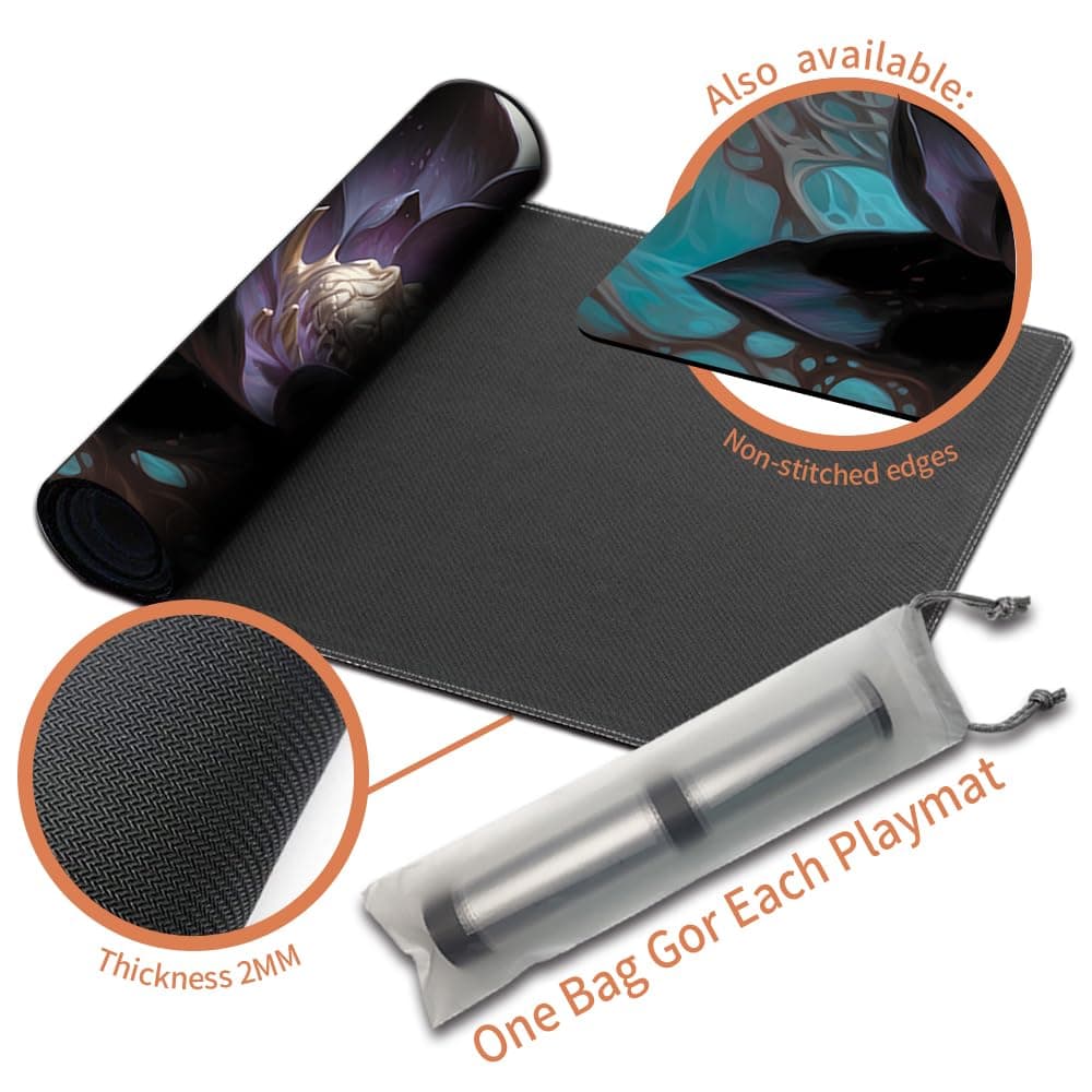 Alfombrilla de juego MTG + bolsa impermeable gratis, bordes cosidos, superficie de goma lisa, alfombrilla de juego MTG con zonas (un original ángel de vuelo alabastro) (loto negro, sin zona) — view 5