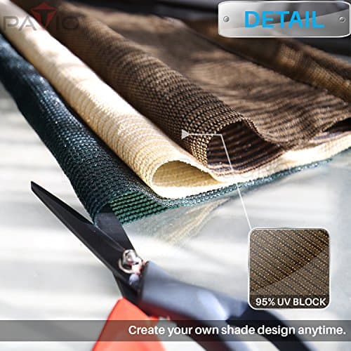 Patio 6' x 50' Sun Shade Fabric Roll 6/8/12 FT Shade Cloth for Patio, Outdoor Mesh Sail Sun Shades Canopy Replacement Pergola Cover for Backyard Deck Porch, Brown — view 2
