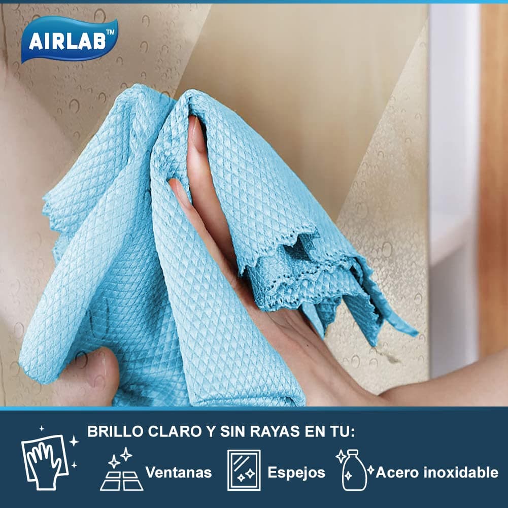 Airlab 8X Nano Paños de Limpieza Magico, Bayetas de Microfibras para Cristales sin Rayas, Trapo Balletas para Cocina Coches Automóviles Ventanas Vidrios Espejos Grifos Baño, 40 x 30 cm — view 4