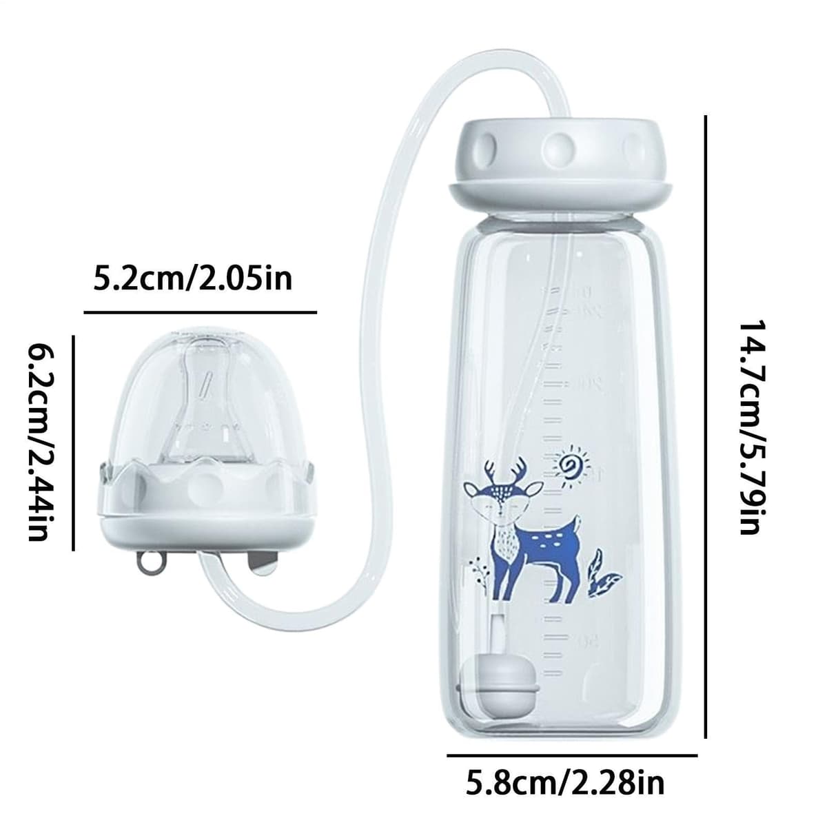 Anti-Colic Feeding Bottle, 240ml Hands Free Anti Colic BabyBottles, Leakproof Silicone Kids Milk Storage Bottles, Portable Adjustable Fast Flow Milk Bottle, for Bedroom Living Room Kitchen — view 5