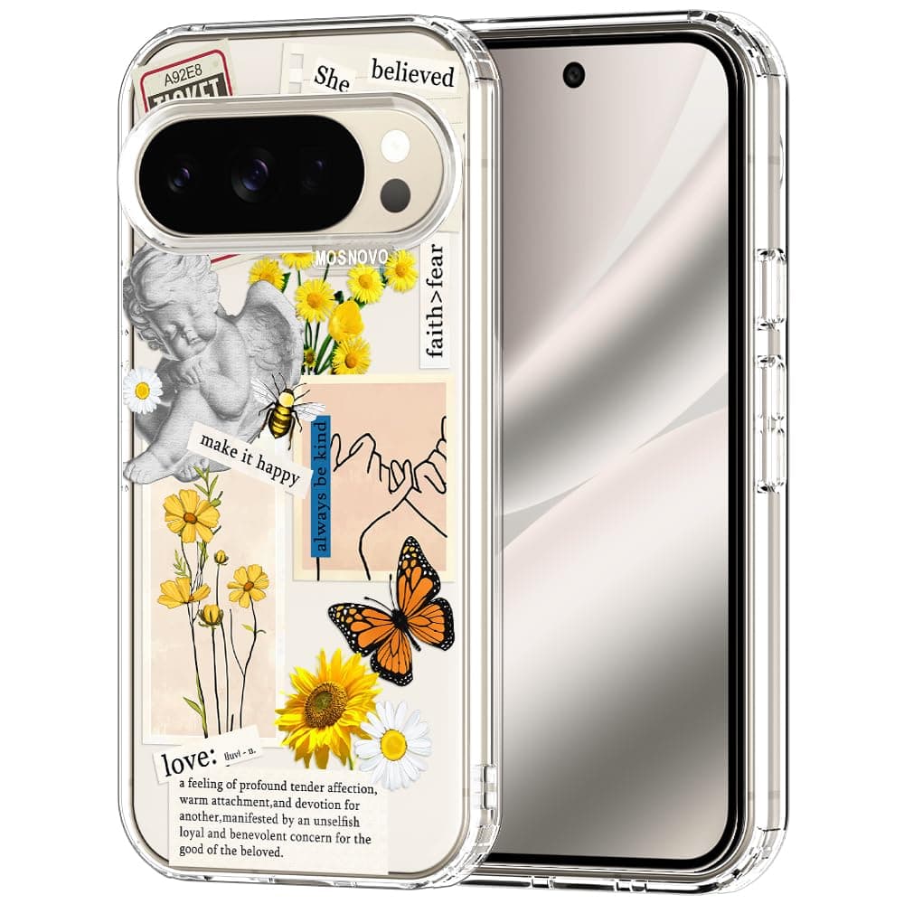 MOSNOVO Case for Google Pixel 9 & Pixel 9 Pro, [Buffertech 6.6ft Military-Grade Drop Protection] [Anti Peel Off Tech] Clear TPU Bumper Phone Case Cover Design - Eucalyptus — view 120