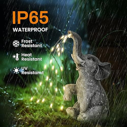 GIGALUMI Solar Garden Decor Watering Elephant Statues Outdoor, Birthday Gifts for Women Mom Grandma Senior Elder, Elephant Ornament for Balcony, Garden, Patio, Yard, Lawn (Constant Lights Only) — view 4