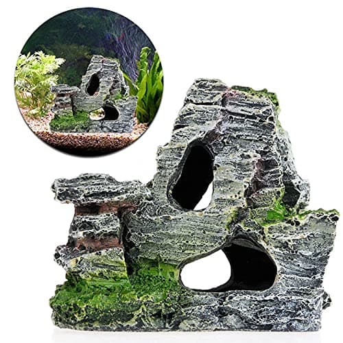 Aquarium Decorations Landscaping Tree Stump Hole Rock Cave Hideouts Stone Fish Tank Resin Driftwood Painted with Realistic Details Over House Supplies Castle Accessories — view 2