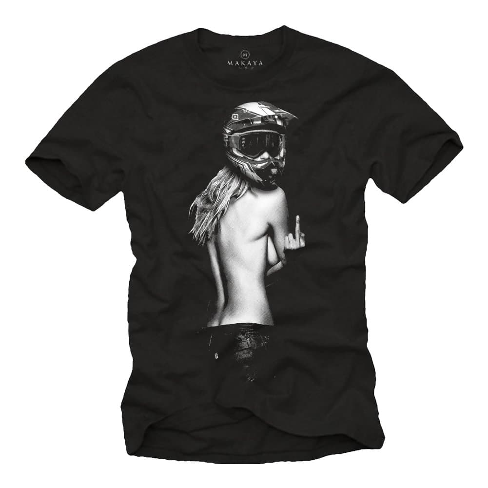 Ropa de Moto Hombre - Camiseta Motocross - Chica con Casco Moto Integral — view 4