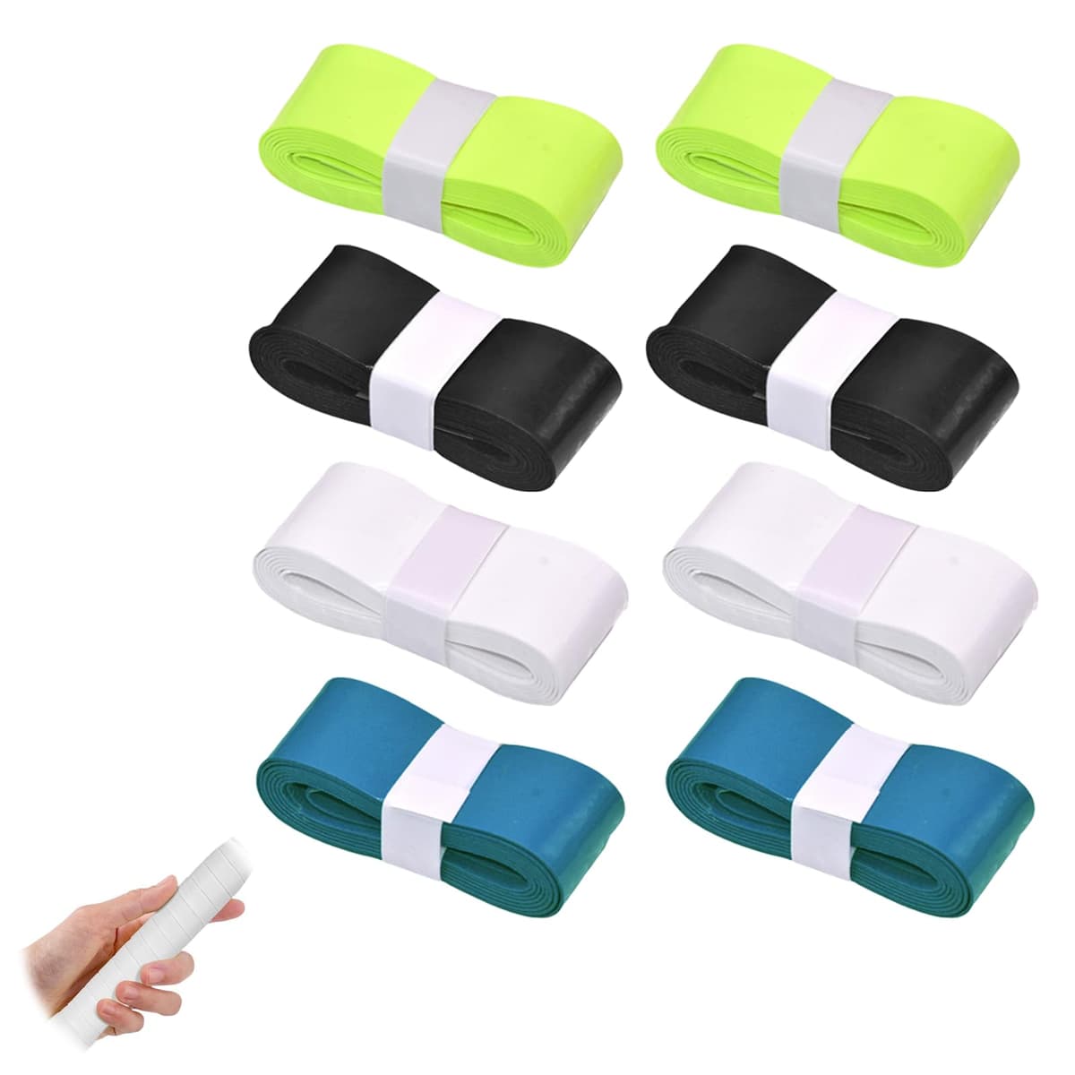 Lote de 8 agarres para raqueta de tenis, cinta de raqueta de agarre bandas adhesivas, bandas de precorte antideslizantes, precortadas, overgrip Tenis Power Touch Overgrip Anti Slip Bádminton Tenis
