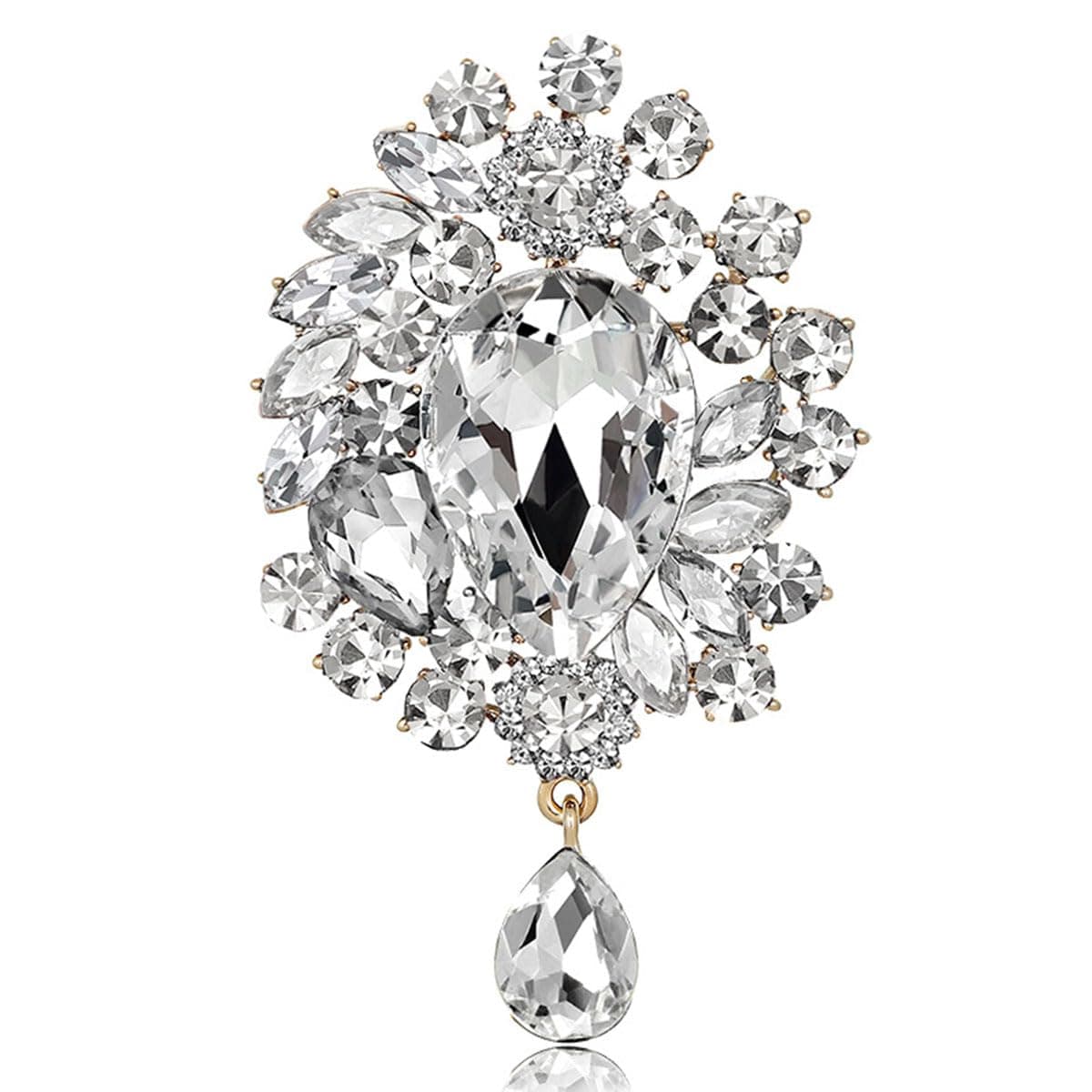 FAIRYGATE Rhinestone Brooch Clothing Jewellery Accessories Fashion Elegant Shiny Crystal Teardrop Brooches Wreath Pendent Lapel Pin，B36 — view 61