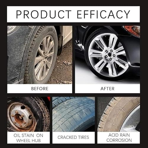 Tyre Nourish Cream, Tire Shine Wax for Car Tires, Restorement Black Gloss, Sun Prevention Water-Proof Tire Care, Wheel Refurbishment Polish for Long-Lasting Shine and Clean, Black Glossy Tire (3) — view 2