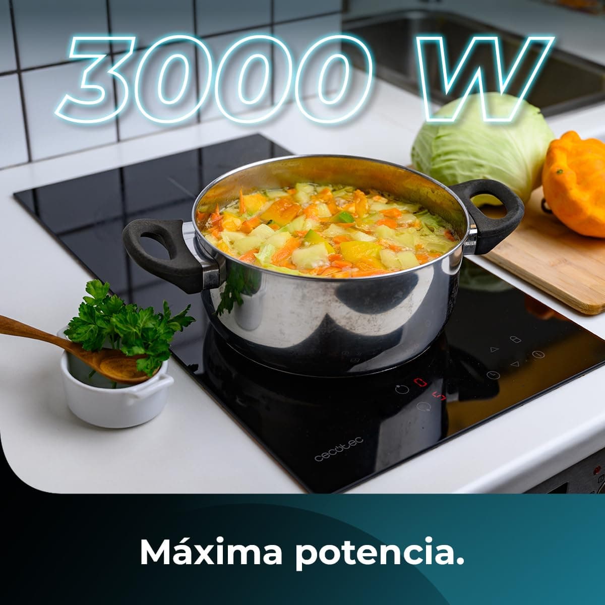 Cecotec Placa de Vitrocerámica 2 Fuegos Bolero Squad V 2001 Potencia máxima 3000 W, 9 Niveles de Potencia, Touch Control, Detector de Sartenes, Diámetro 16 y 20 cm — view 5