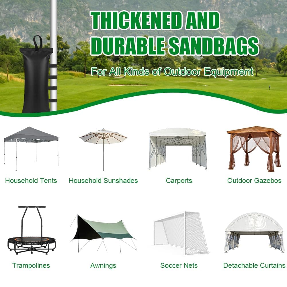 AOOSU Heavy Duty Sandbag, Gazebo Weights Sand Bags, Weight Bags Photo Studio Saddlebag with Handles, Design for Photography Stand Light Stand Tripod, Outdoor Patio, Sports 4pcs — view 4