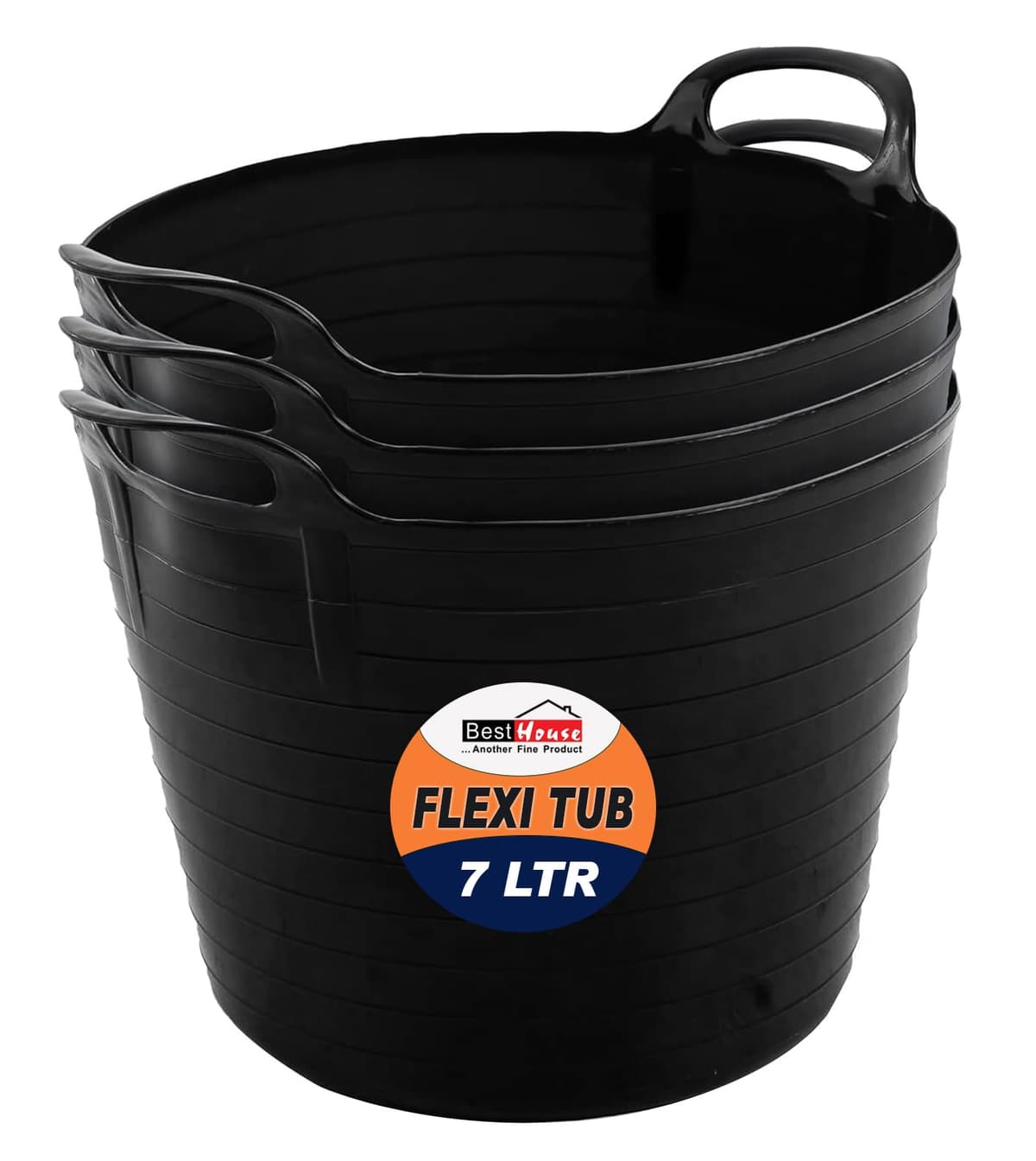 Best House | 3 Pcs of Flexi Tub with Handles | Small Size | Mini | 7 Litres | Yellow | Garden Tubs | Plastic Storage Container for Home, Washing, Garden Waste and DIY Projects — view 63