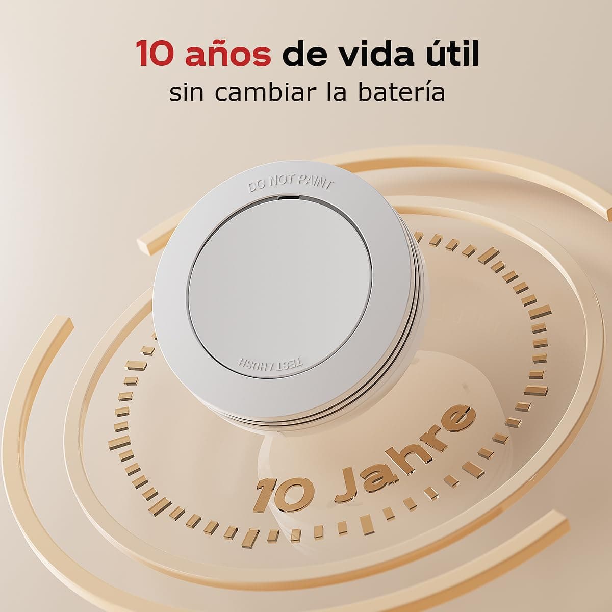 Safeliveo Detector de Humo,Alarma de Incendio autónoma, batería de 10 años, sin LED Intermitente, función de Silencio, 85 dB, con Almohadillas Adhesivas, Conforme a EN 14604, 3 Piezas — view 2