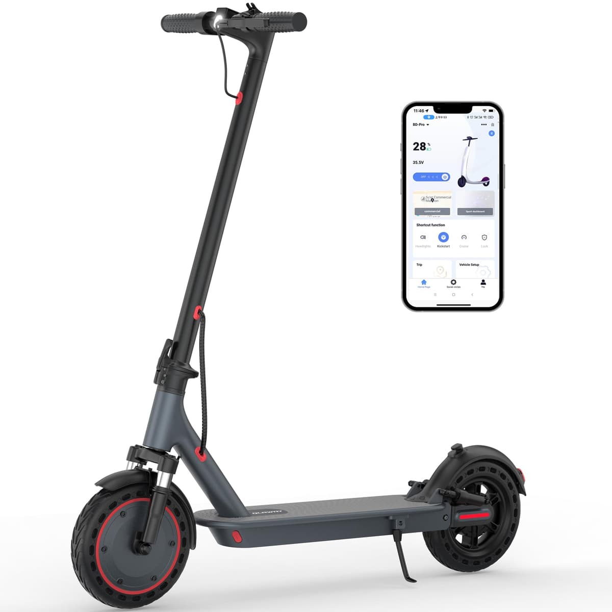 Qlaway 8.5/10" Electric Scooter for Adults 350W Motor Top Speed 25/30/35 KM, Trotinette Electrique Up to 25-35 KM Range, Bearing 265 LBS — view 8