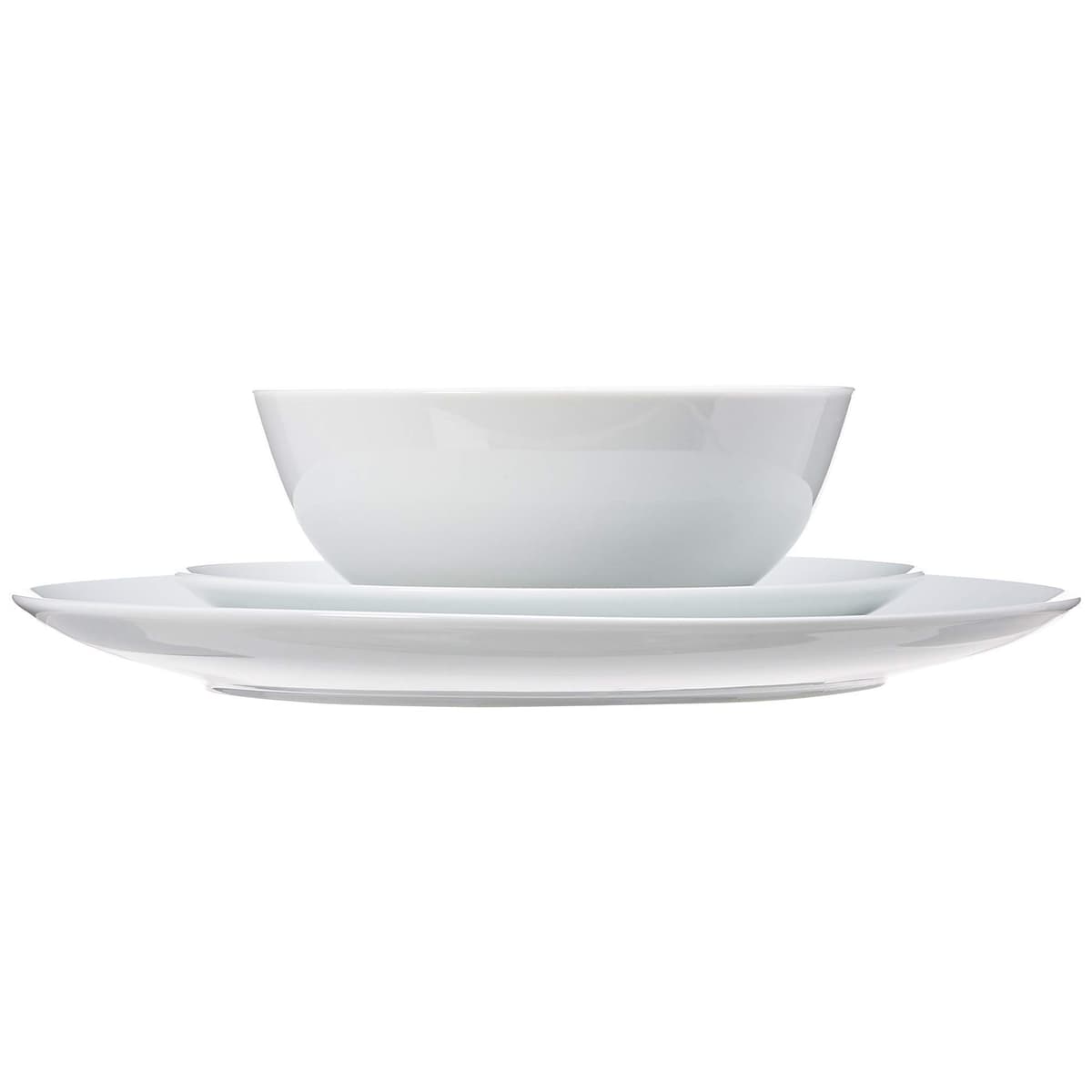 Amazon Basics Vajilla, 6 servicios, Paquete de 18, Porcelana blanca lisa — view 8