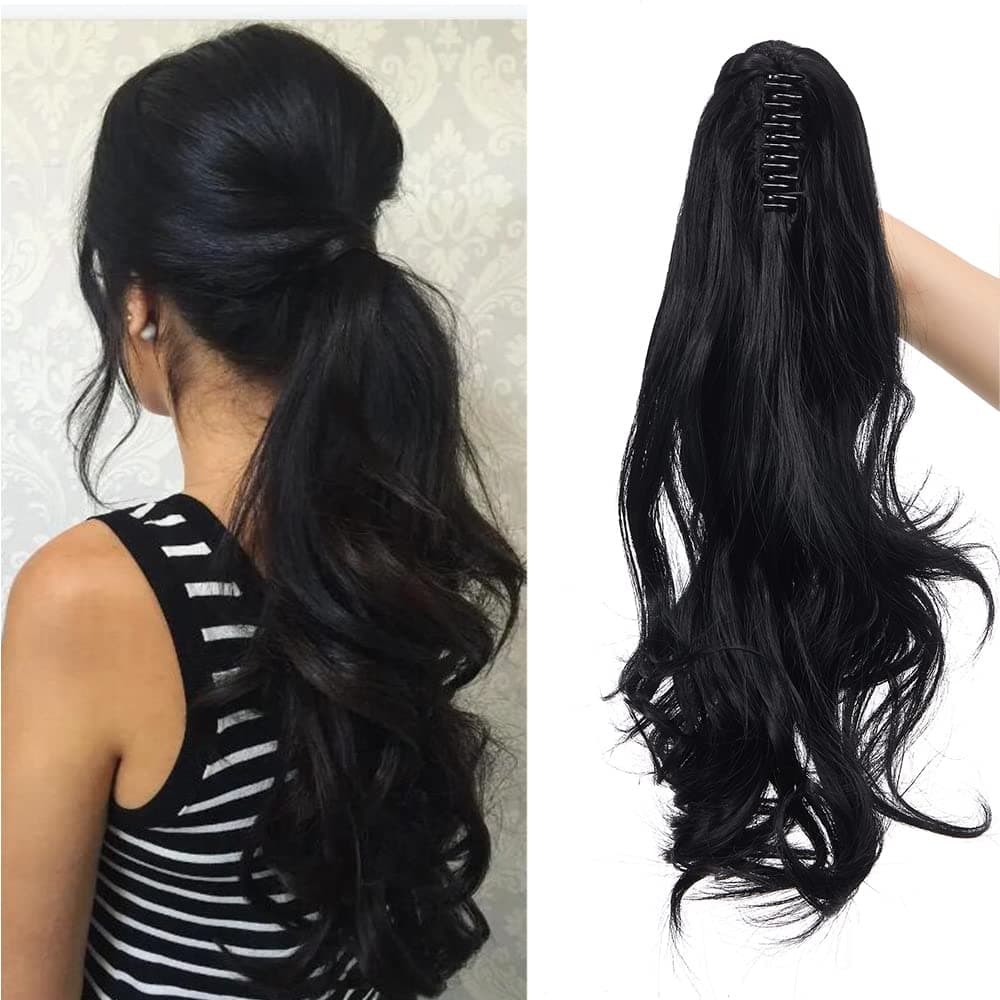 17"(43cm) SEGO Ponytail Long Synthetic Hair Looks Natural [Red Brown/Orange] Clip in Hair Extensions Curly Tail Ponytail Extension (90g) — view 34