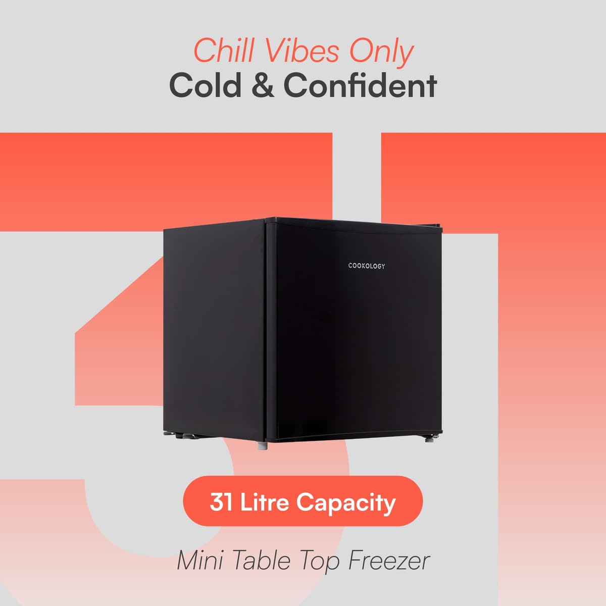 Cookology MFZ32BK Small Table Top Mini Freezer in Black - 31 Litre Capacity - For Counter Tops - Adjustable Temperature Control & Legs - Removable Wire Shelf - 4 Star Freezer Rating — view 2
