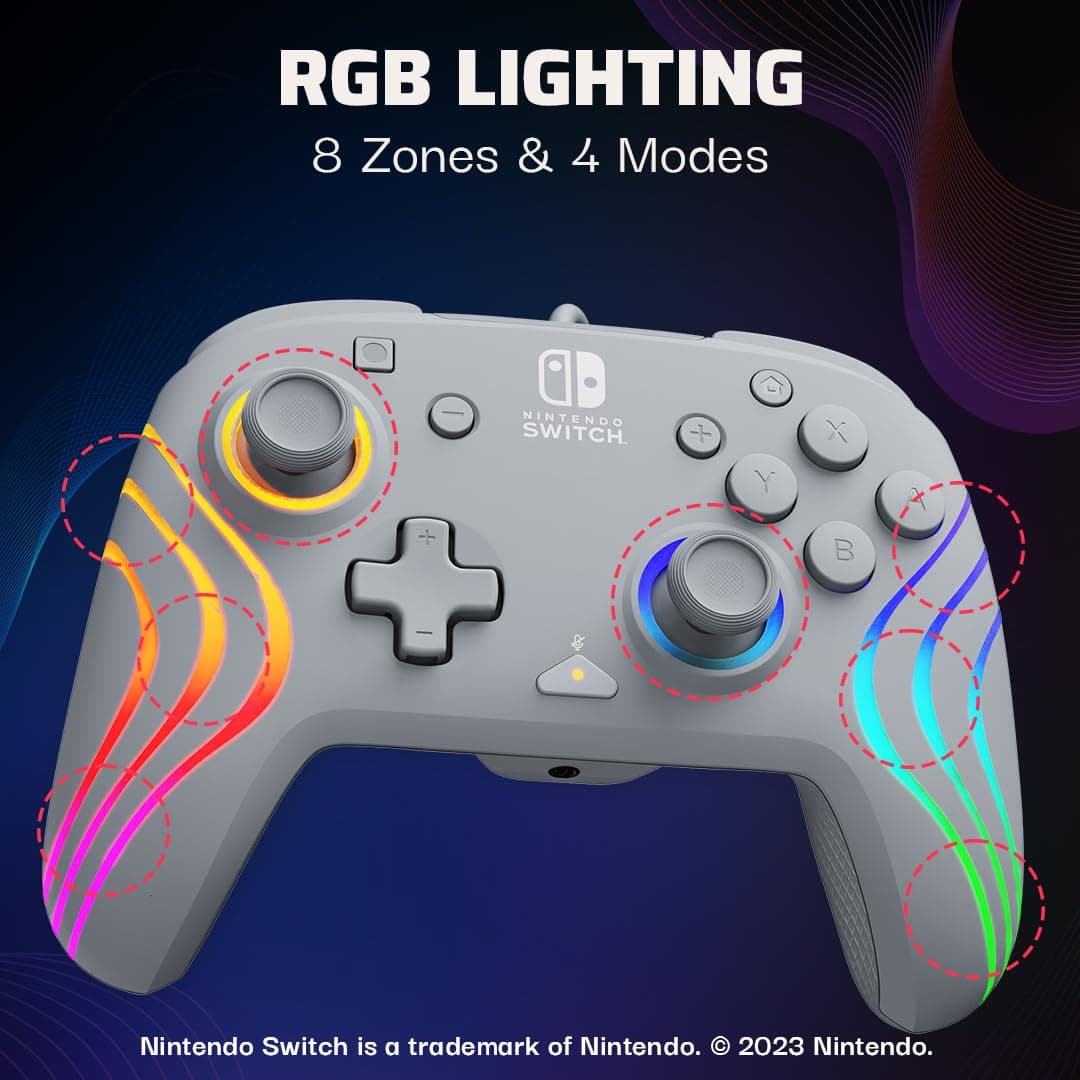 PDP Official Switch Afterglow Wave Wired Controller - Grey — view 2