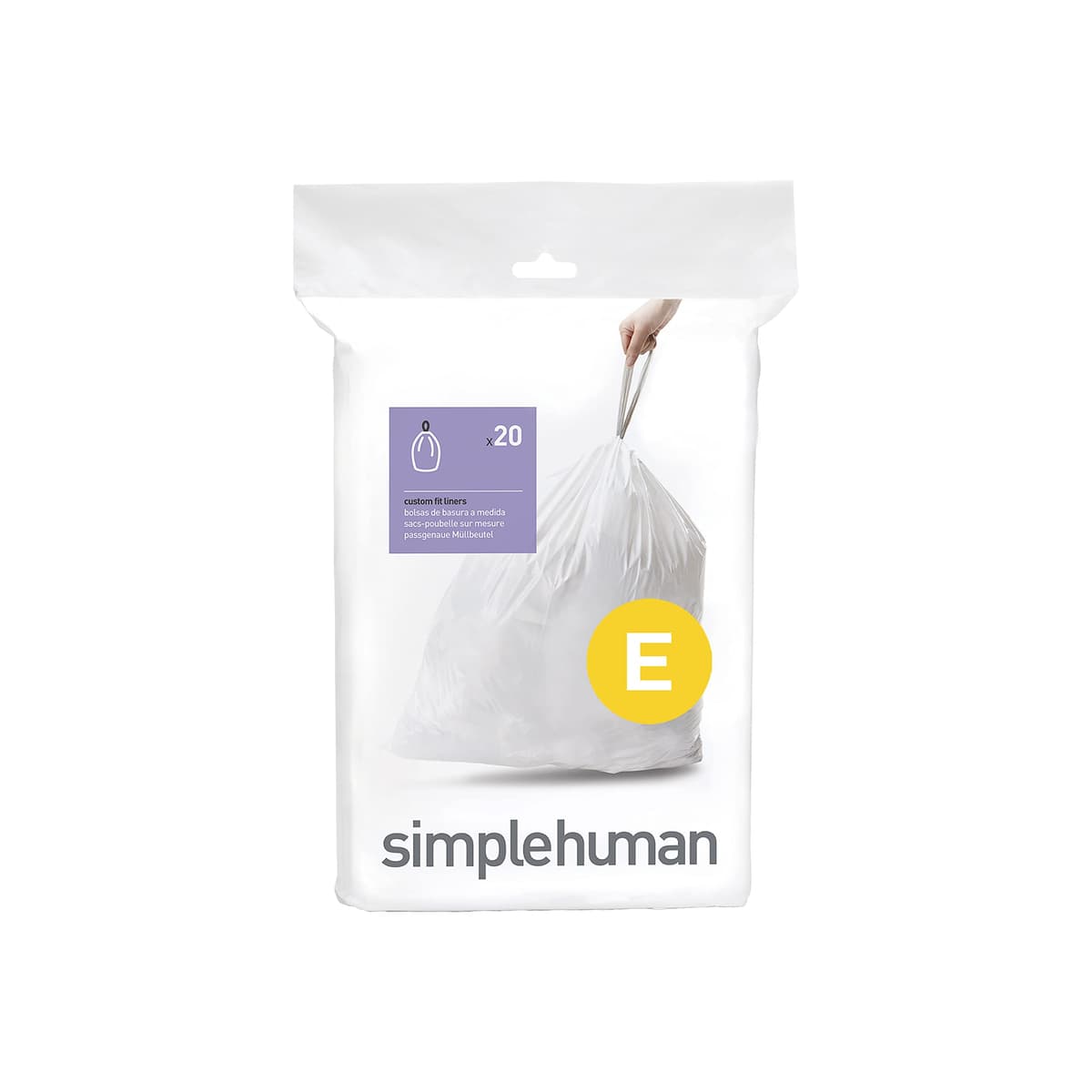 simplehuman CW0408 3 x paquete de 20 bolsas de basura a medida (60 bolsas), código V, plástico blanco — view 17
