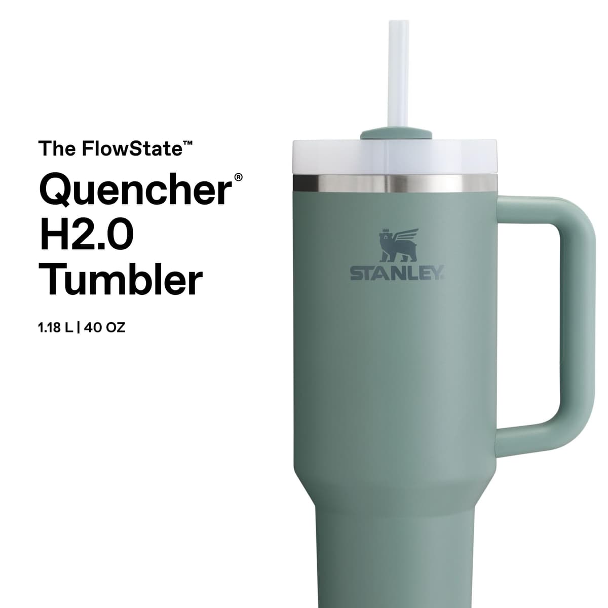 STANLEY 1913 Quencher H2.0 Flowstate Tumbler 1.2L – Cold for 11 Hours – Iced for 48 Hours – Metal Water Bottle with Straw, Handle and Lid – Dishwasher Safe – Travel Mug for Cold Drinks – Shale — view 3