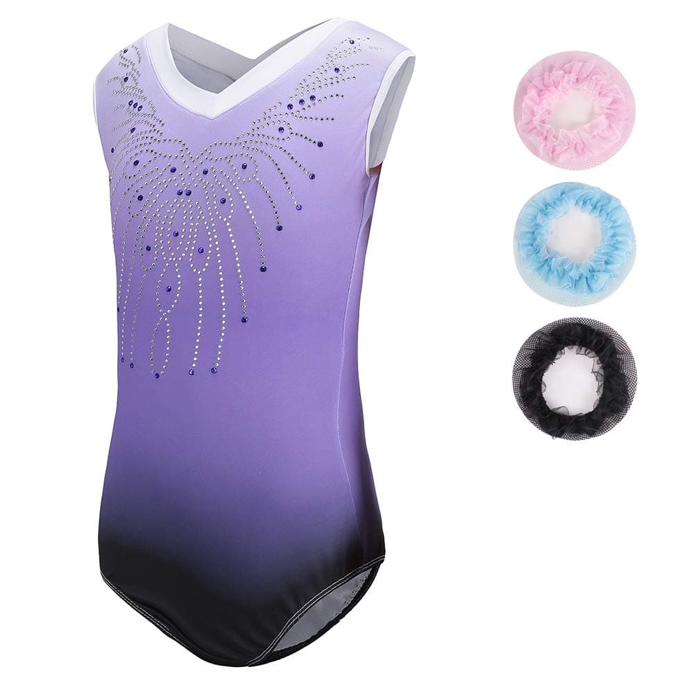 Sinoem Leotardos de gimnasia para niñas, manga larga, sin mangas, color degradado, brillante, para baile, ballet, gimnasia, atletismo, para niñas pequeñas — view 8