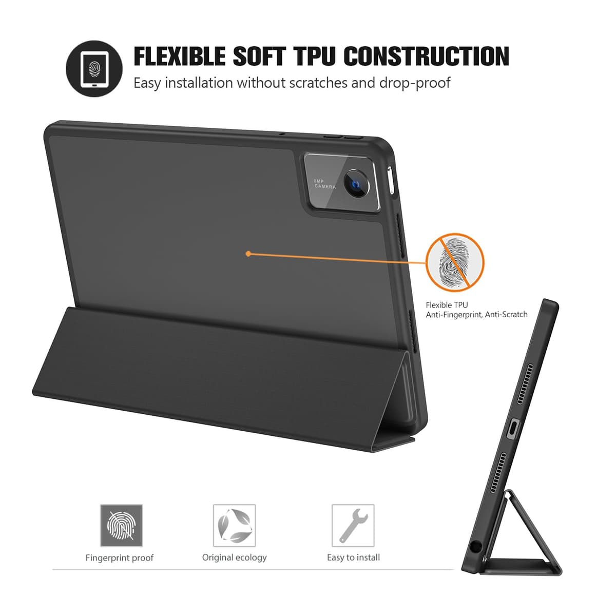 ProCase Funda para Lenovo Idea Tab 11" 2025 TB-336ZU/TB-336FU, Funda Folio con Soporte para Lápiz, Funda Protectora de TPU Suave -Negro — view 5