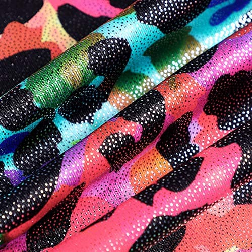 HOZIY Girls Gymnastics Leotards for Kids Tumbling Outfits Biketard Sparkle Adorable Pattern, Colorful Camouflage, 7-8 Years — view 4