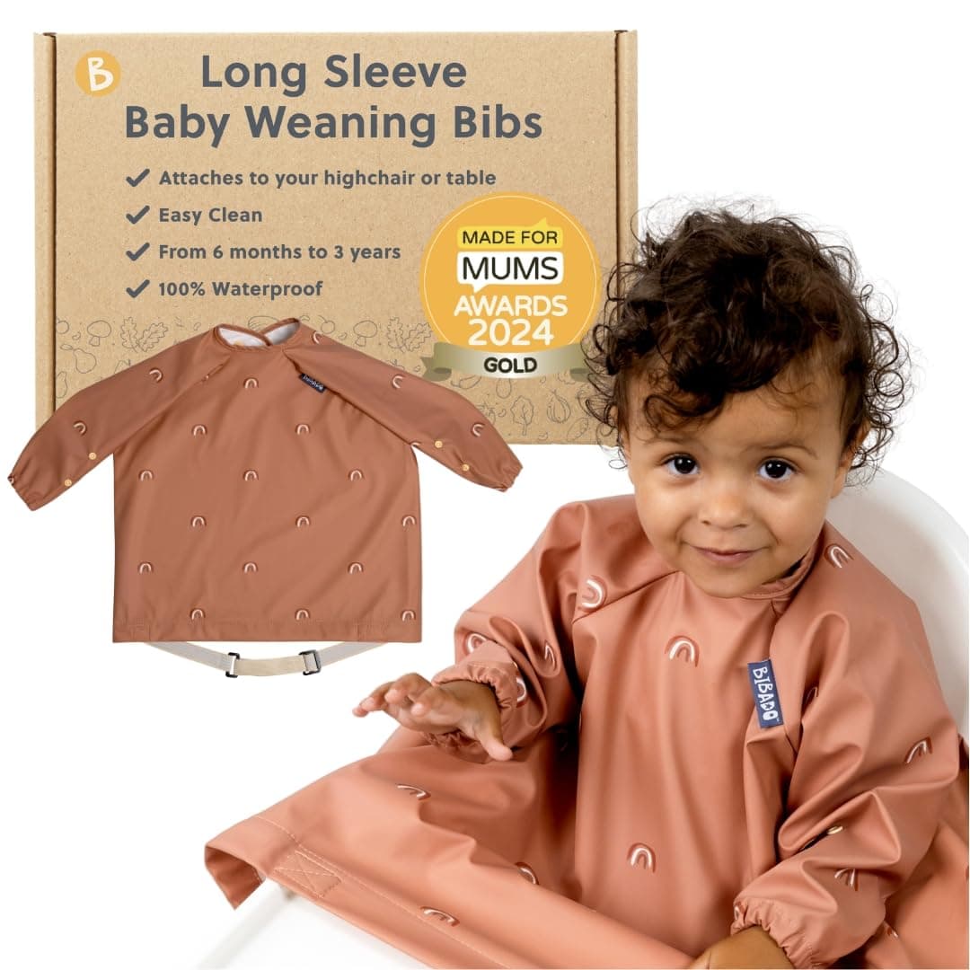 BIBaDO - Long Sleeve Baby Bibs - Babies & Toddlers 6-36 Months - Coverall Weaning Bib - Easy Wipe Clean & Soft Fabric - Attach to Highchair & Tables - Waterproof - Machine Washable — view 10