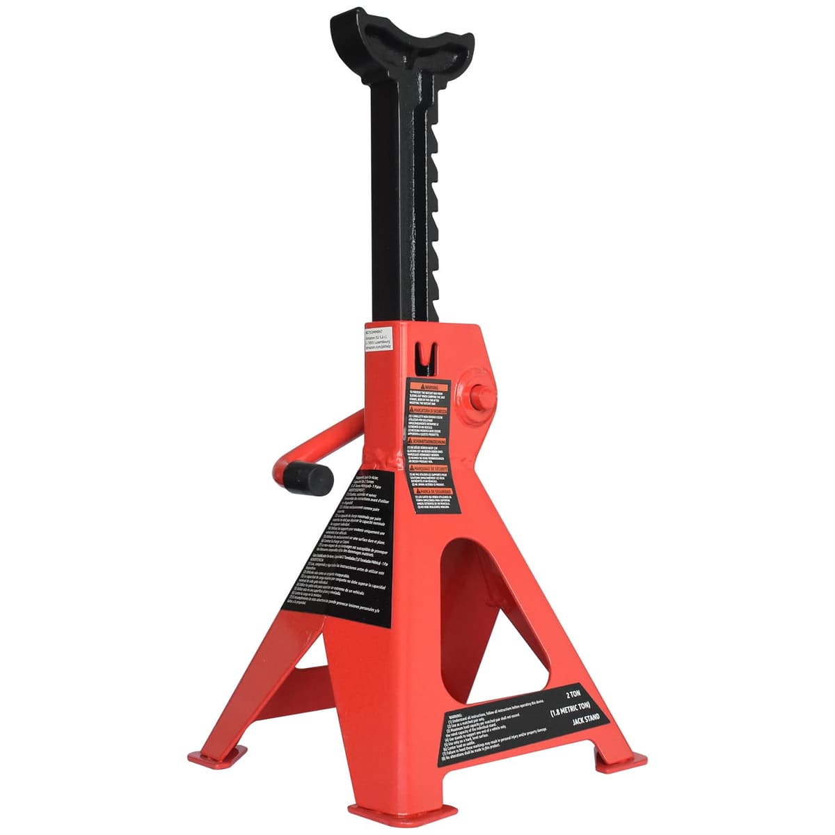 Amazon Basics Steel Jack Stands, 2 Ton (1.8 metric Ton) Capacity - 1 Pair, Red,Black — view 2