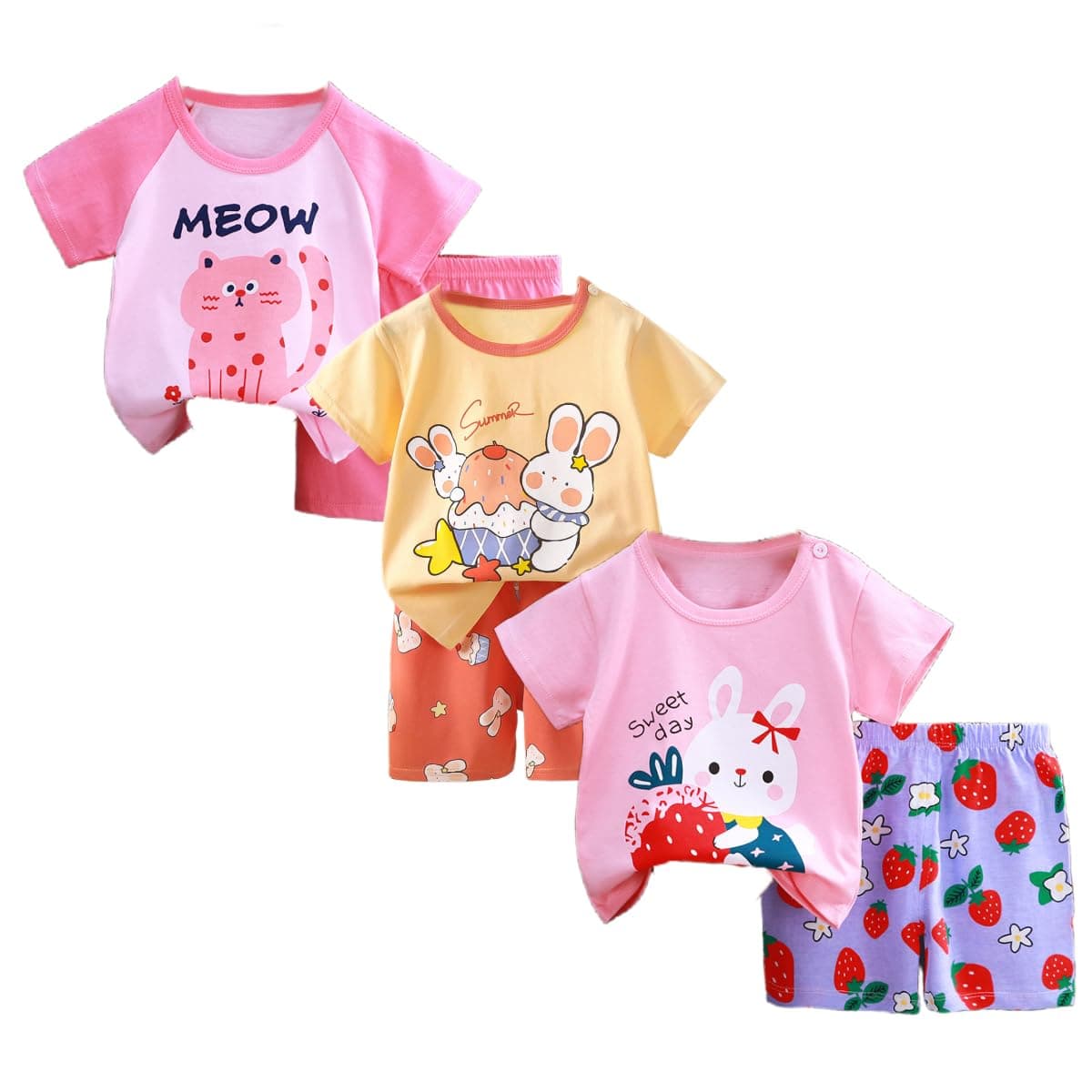 Bebé Niños Conjunto de 3 Juegos de Manga Corta y Pantalones Cortos de Media Manga, Paquete de 6 (con/sin Hebilla para el Hombro) — view 10
