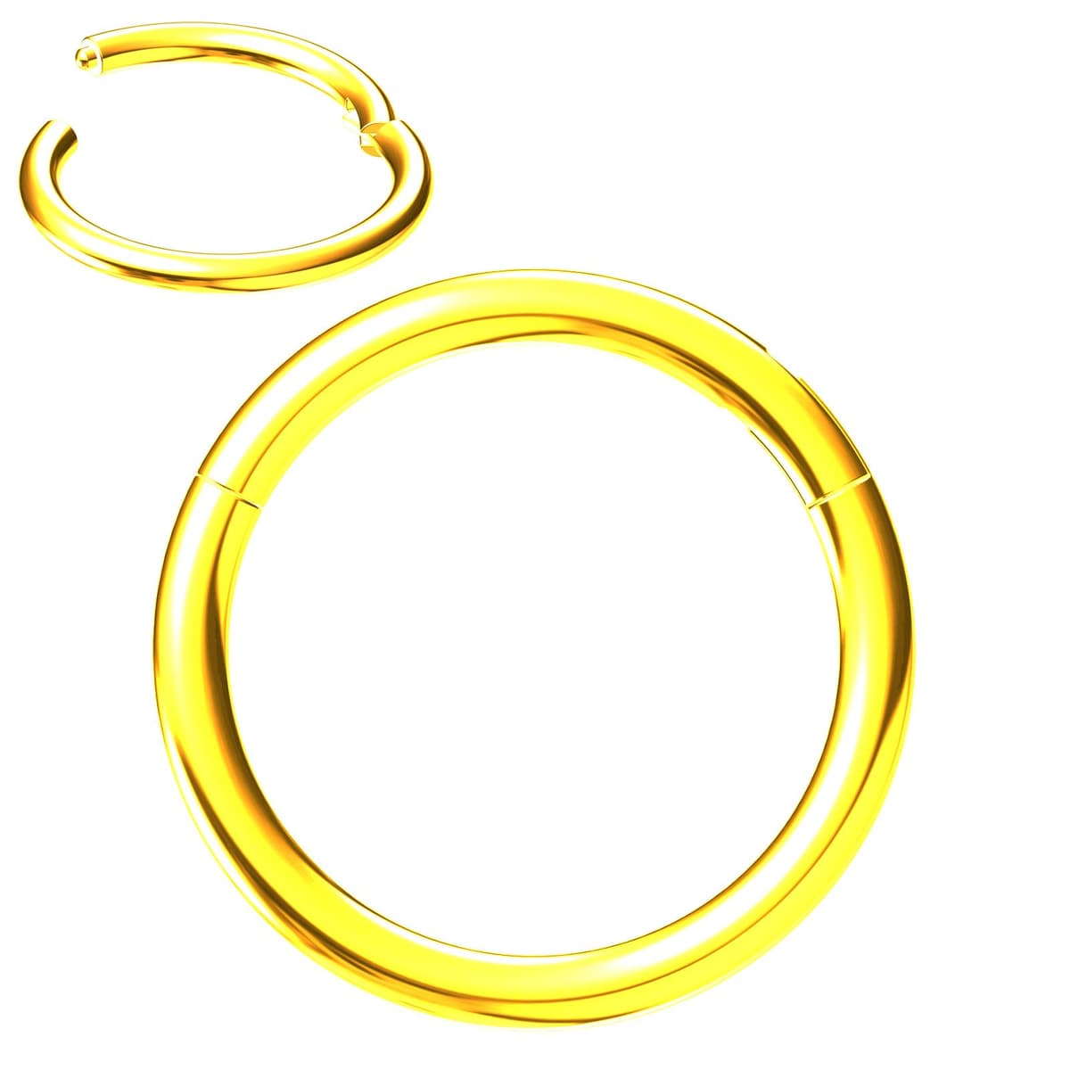 Body CAC Titanium 22G/20G/18G/16G/14G Nose Ring Hoop, Gold Plated Titanium Clicker Sleeper Earring Piercing — view 9