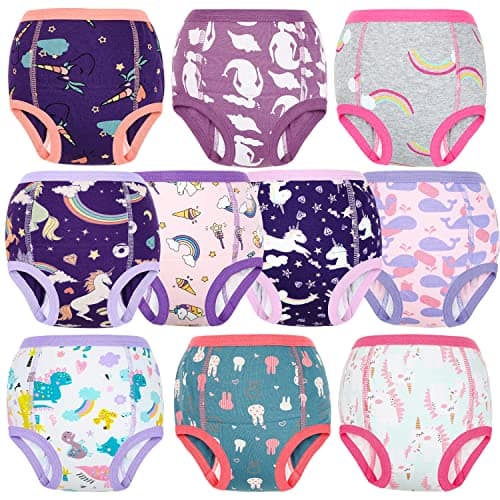 MooMoo Baby Training Underwear 10 Packs Absorbent Toddler Training Pants for Boys and Girls Cotton Pink 3T