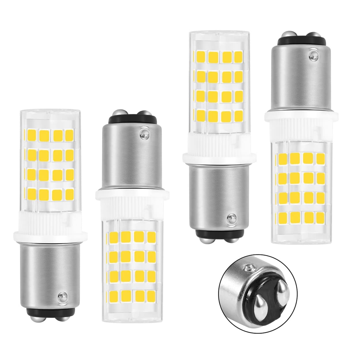 BA15D 12V -1076 LED Bulb for Marine Navigation Anchor Stern Lights Camper Trailer Motorhome Light Replacement ALR12, 1004 1130 1176 Double Contact Bayonet Base AC12V/DC12-24V (6000K Cool White, 4Pack)