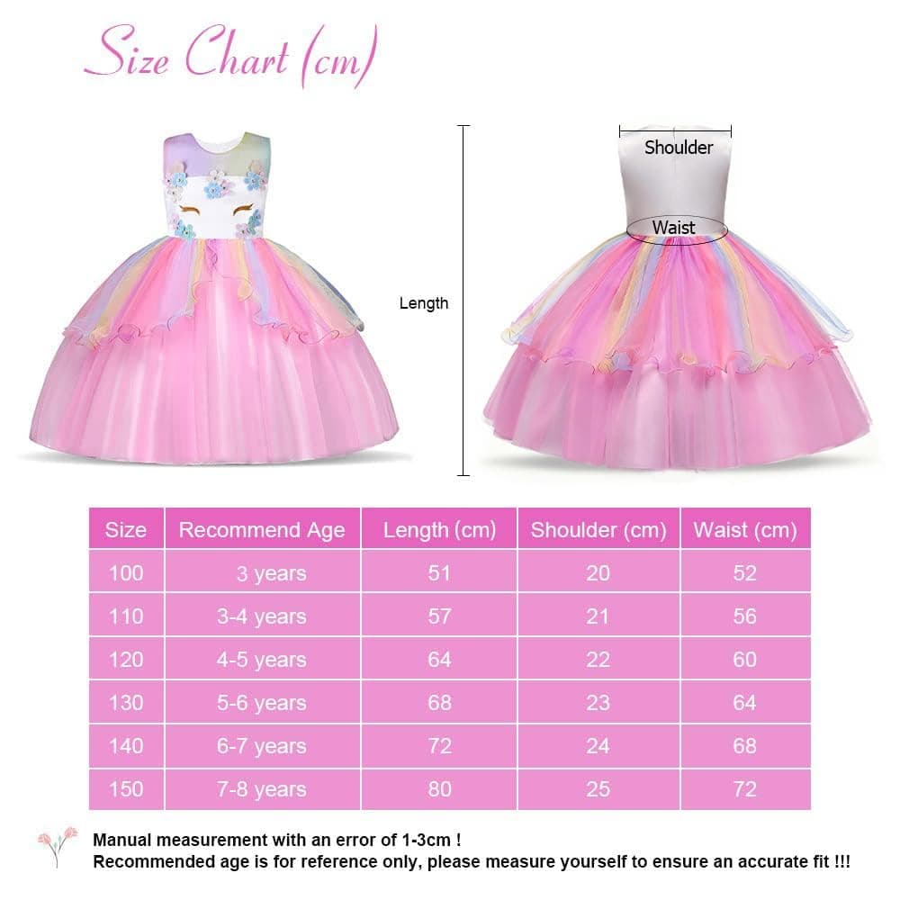 URAQT Disfraz Unicornio Niña, 3pcs Vestido Princesa con Diadema y Collar para Diario, Cosplay, Halloween, Carnaval, Fiesta, Boda, Cumpleaños — view 5