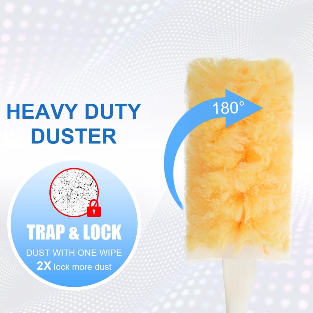 Vicloon Plumero Atrapapolvo Doble Cara, 30Pcs Plumero Duster Recambios Kit Antiestático Atrapan y Bloquean el Polvo y los Alérgenos para Limpiar Persianas Pelo de Animales con 2 Mango para Swiffer Kit — view 3