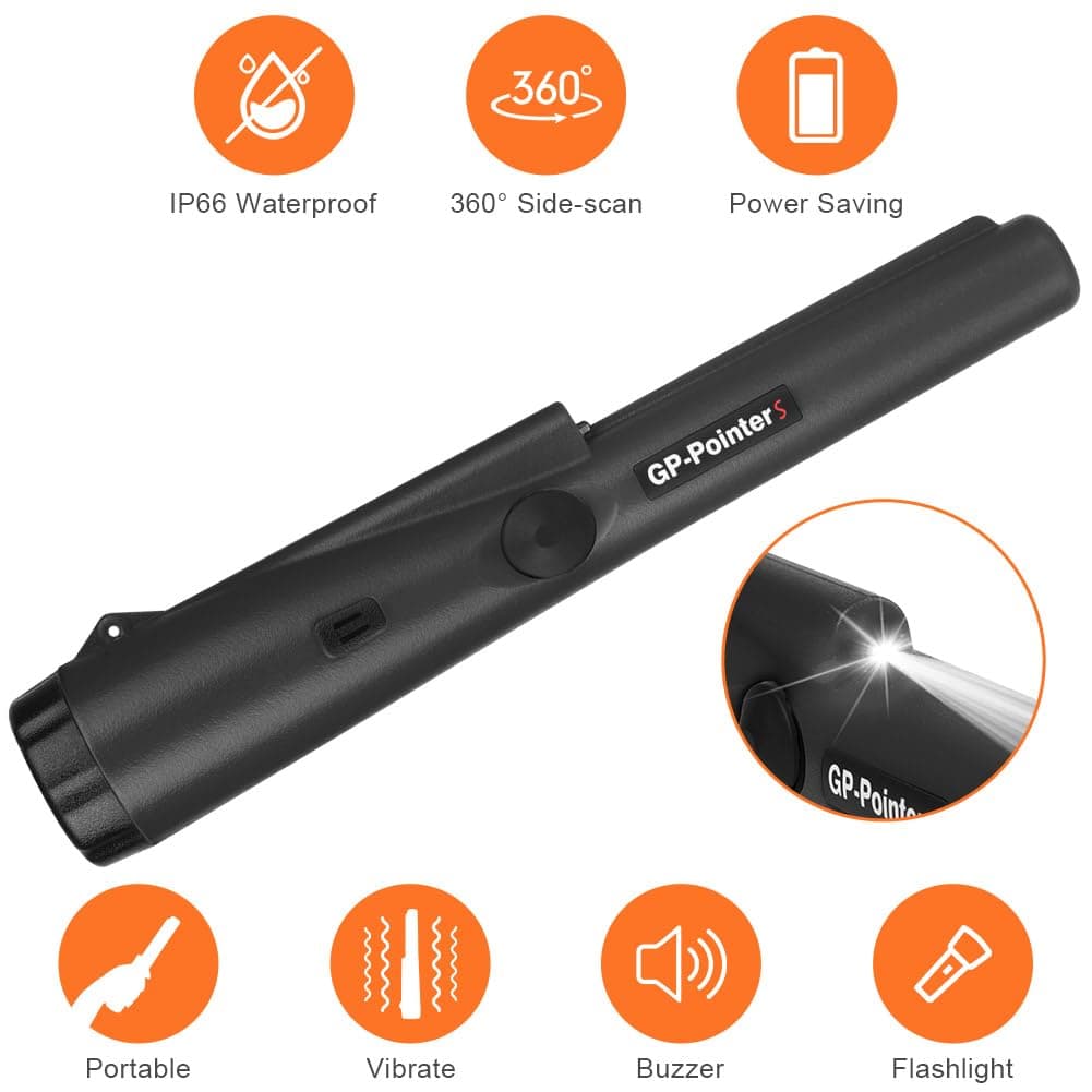 Flintronic Detector de Metales Portátil, 360° Exploración, Impermeable Alta Sensibilidad Detectores de Metales con Indicador LED Incorporado, Apto a Buscar Monedas de Oro, Moneda, Joyas, Negro — view 4