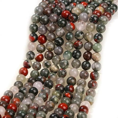 Gemstone Beads for Jewelry Making, Sold per Bag 5 Strands Inside, African Blood Jasper 6mm