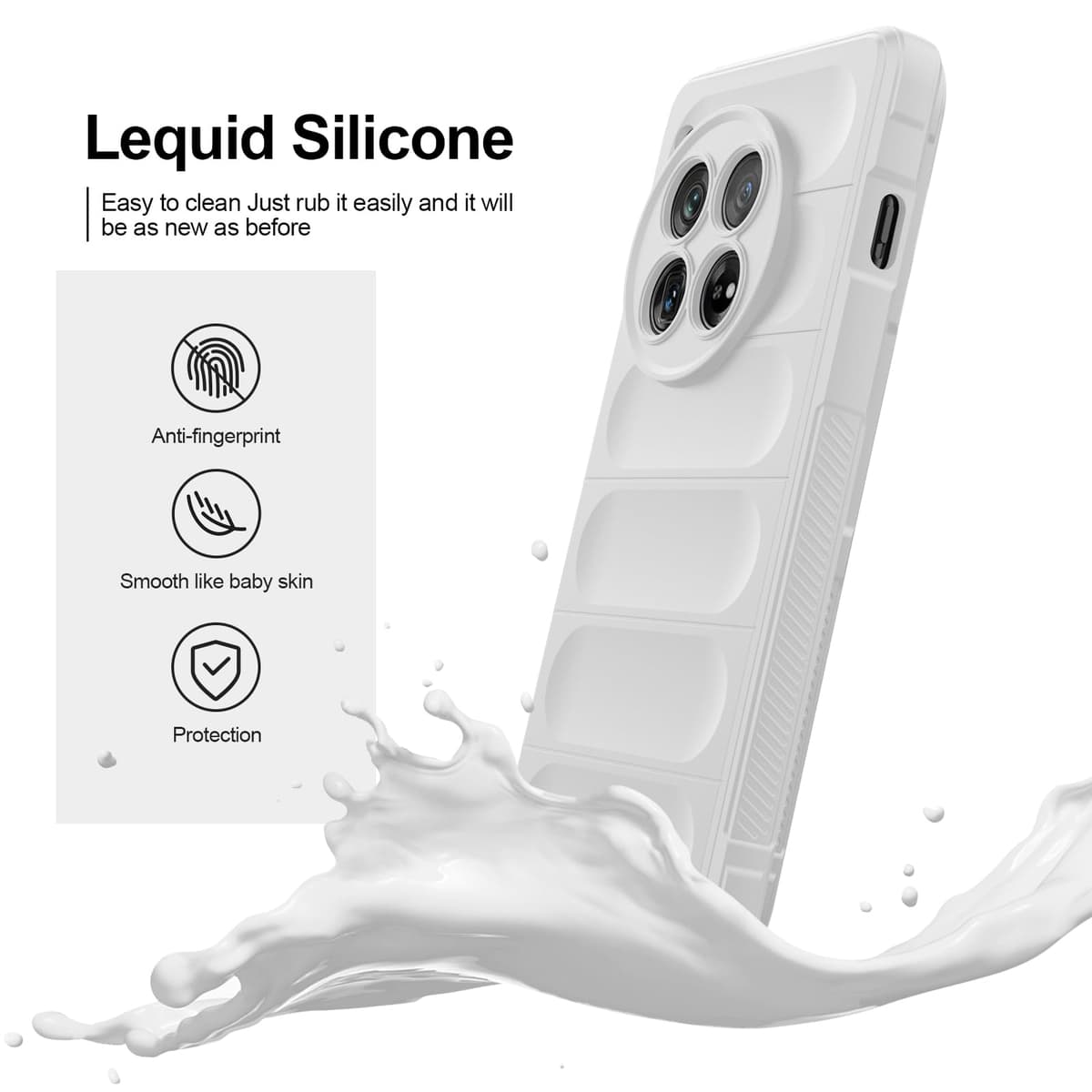 Silicone Case for Nothing Phone 2a / 2a Plus, Anti-Scratch Microfiber Lining, Shockproof Case with Camera Protection, White — view 5