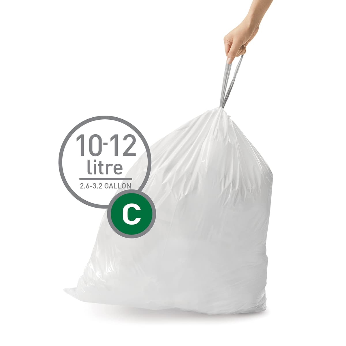 simplehuman CW0258 3 x paquete de 20 bolsas de basura a medida (60 bolsas), código H, plástico blanco — view 61