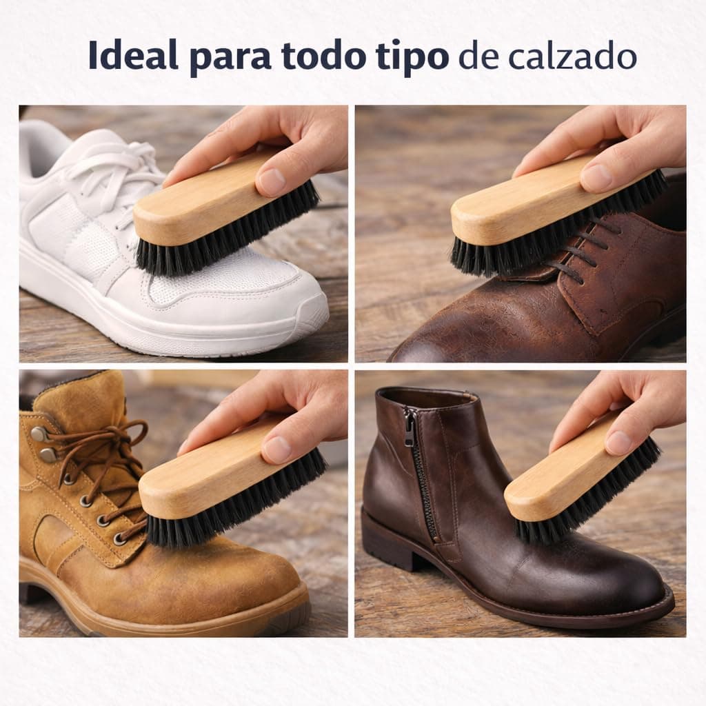 Cepillo Limpieza Zapatos Cerdas Duras Madera Natural Cepillo para Calzado Multiusos Limpiar Botas Zapatillas y Cuero Duradero 1 Unidad — view 4