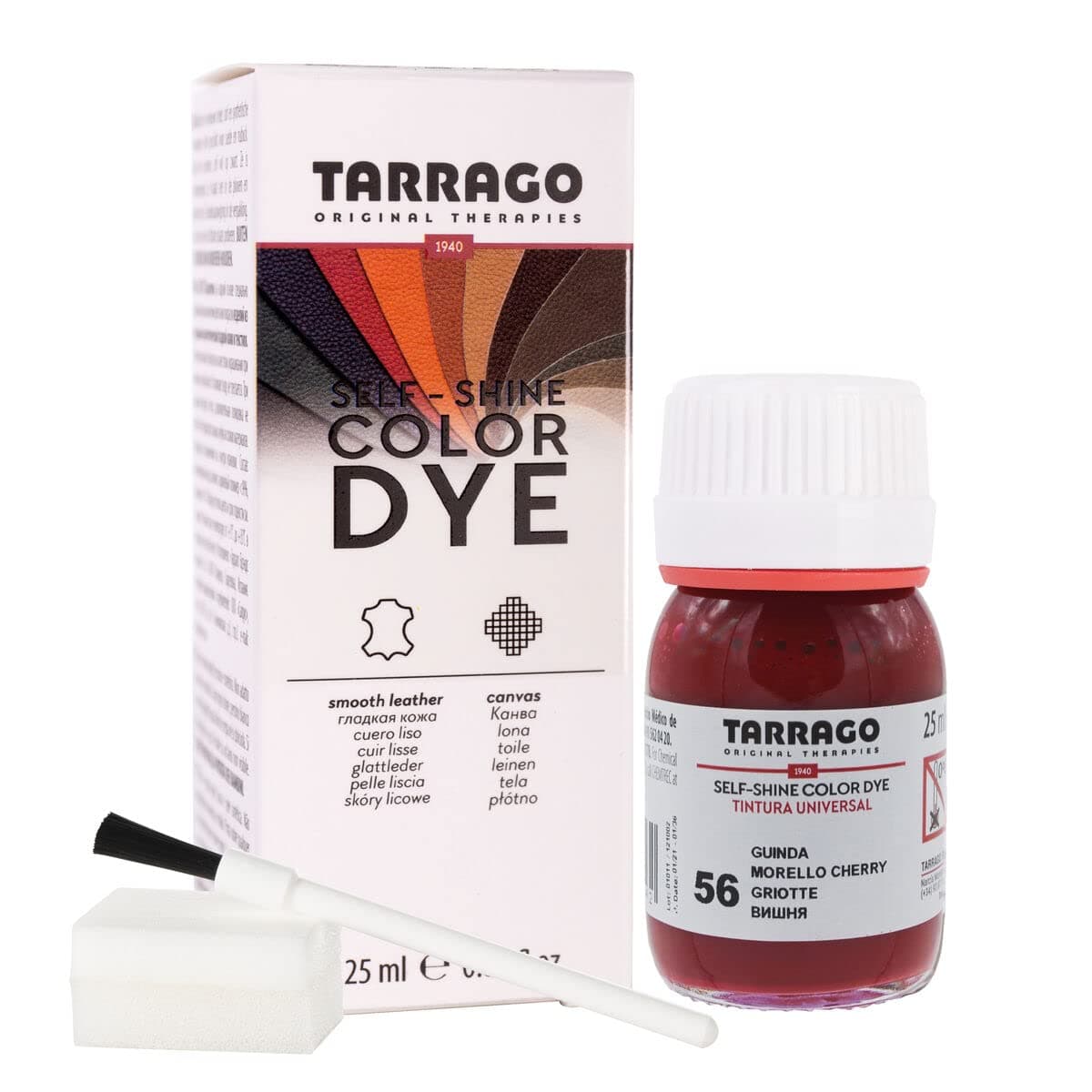 Tinte para Zapatos y Bolsos de Cuero y Textil con Esponja y Brocha | Cubre Rozaduras y Desgastes del Calzado | Gama de 90 colores — view 33
