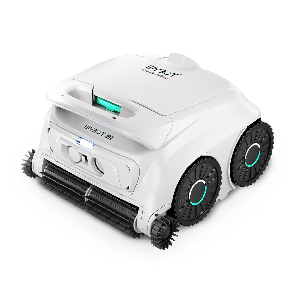 WYBOT B1 Robot de Piscina inalámbrico para Piscinas pequeñas, Robot de Limpieza Inteligente Ligero con Control de aplicación, Cubierta de Pared y Suelo, Dos cepillos Laterales, hasta 100 Minutos de