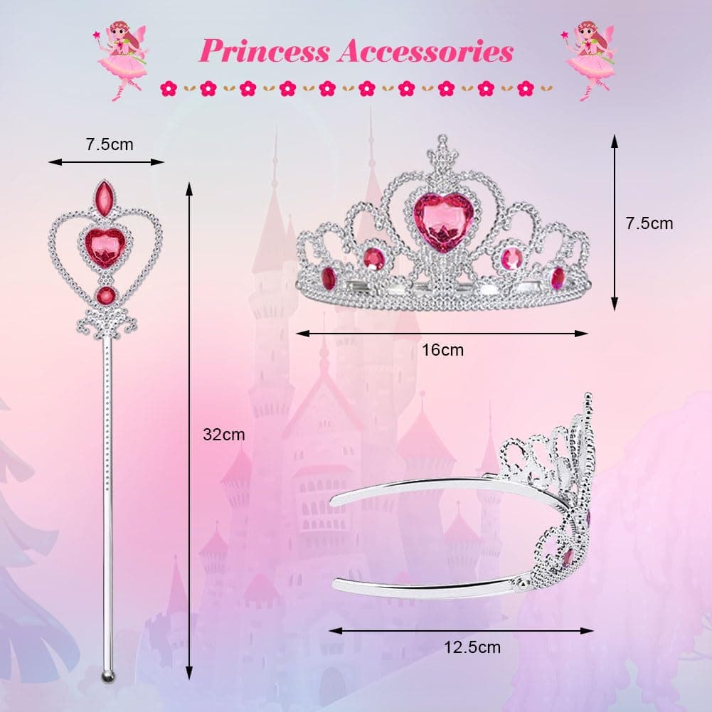 URAQT Disfraz Princesa Niña con Varita Mágica y Corona, Traje Cosplay para Halloween y Cumpleaños, Princesa Durmiente — view 4