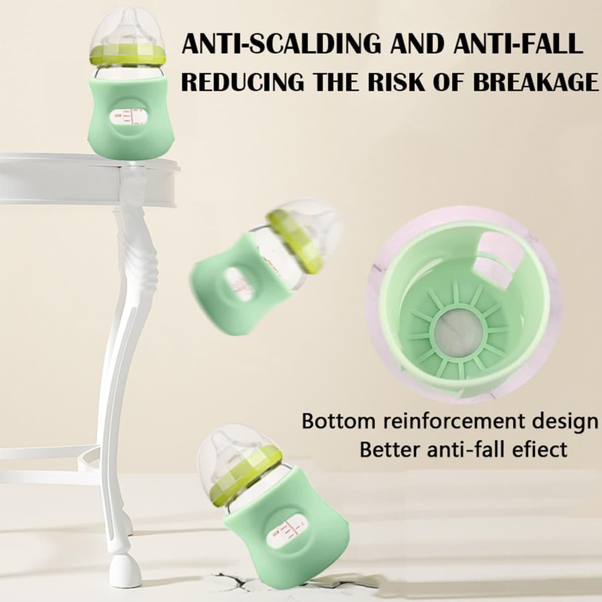 of 3pcs / 1pc Protective Silicone Covers for Glass Bottles Shatter Proof Holder Case Sleeve 120 / 240ml Bottle Holder Case — view 7