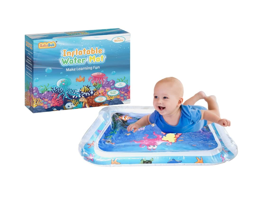 BabaBub Tummy Time Mat Inflatable Water Mat Baby Playmat Sensory Toy Development Stimulation Growth Activity Play Centre for Infants & Toddlers 3 to 24 Months Portable Strengthens Neck Girls Boys — view 2