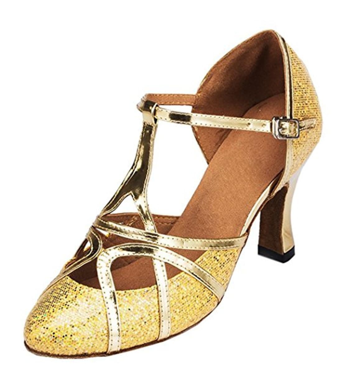 MGM-Joymod T-Starp - Zapatos de baile latino sintéticos con purpurina para mujer, para bodas, bailes de baile latino — view 23