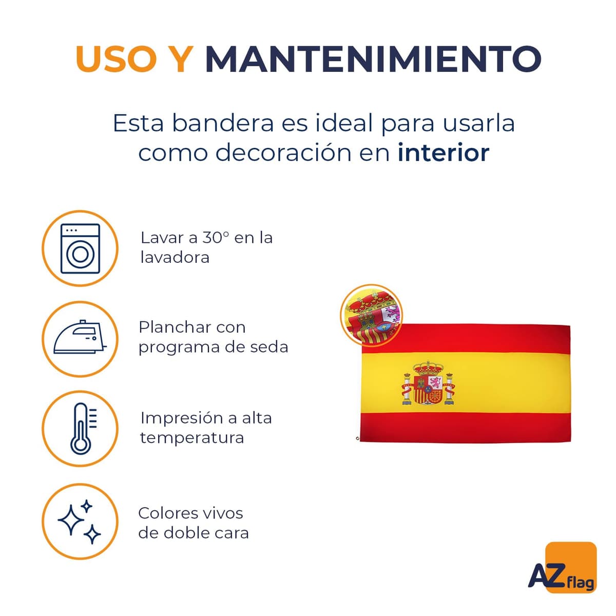 BANDERA de ESPAÑA 90x60cm - BANDERA ESPAÑOLA 60 x 90 cm poliéster ligero - AZ FLAG — view 5