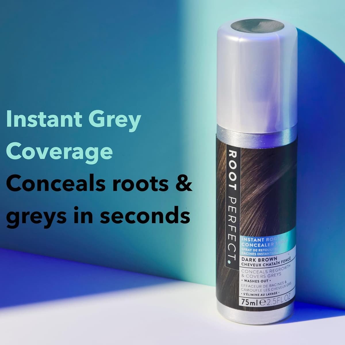 ROOT PERFECT Dark Brown Root Concealer Spray: Instant Gray Coverage, Temporary Hair Color Touch Up, Quick Salon Quality Dye for Women, 75ml — view 3