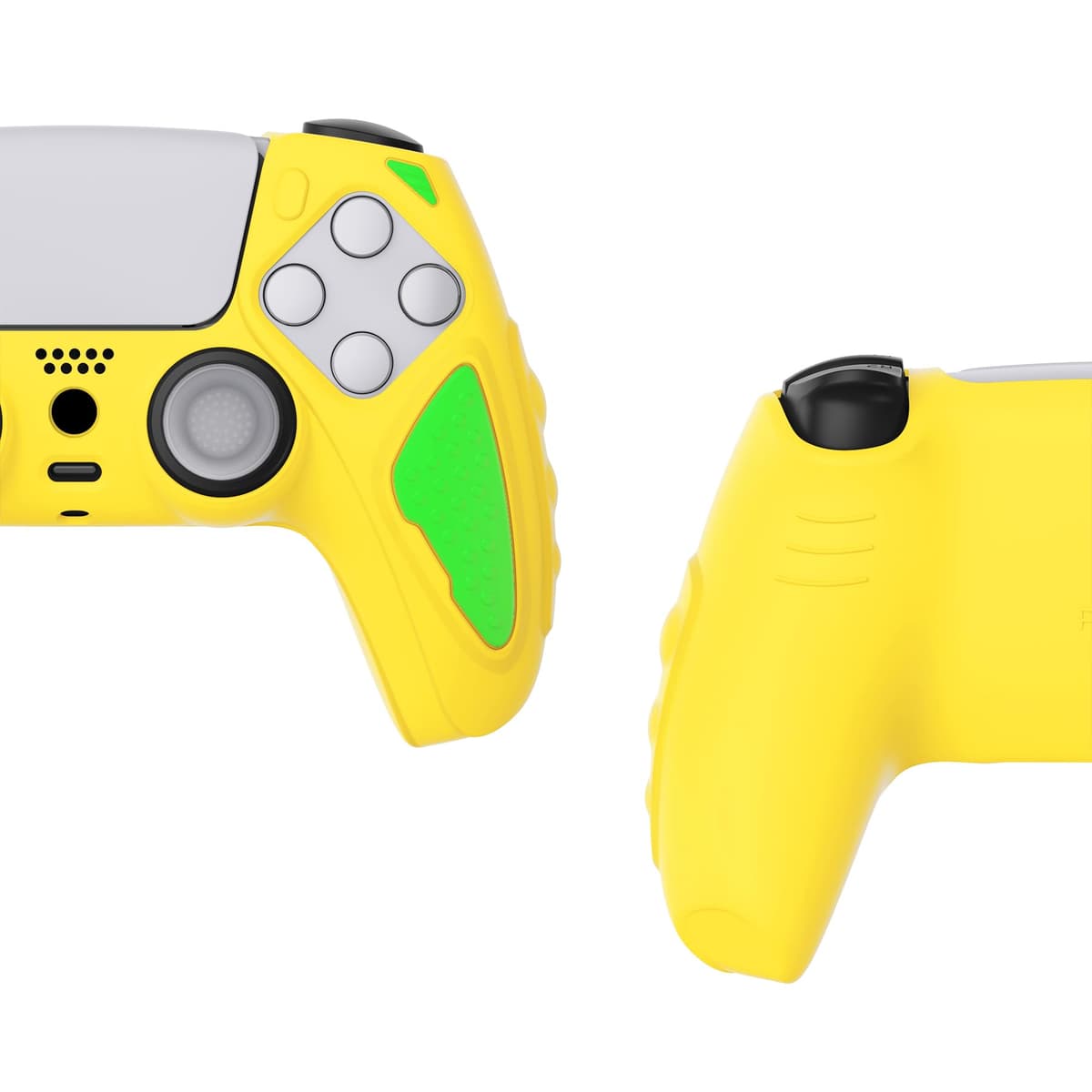 PlayVital Funda de Silicona para ps5 Mando - Carcasa de Goma Antideslizante con Tapas para Joysticks, Protector Tacto Suave, Accesorio Compatible con ps5 - Edición Knight (Leyenda Amarilla & Verde) — view 4