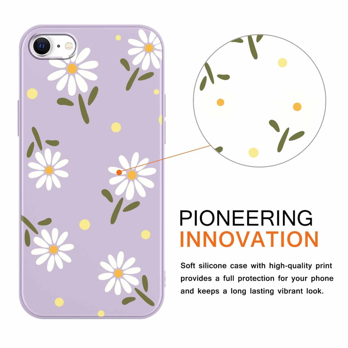 Yoedge 2 Pack Cute Flowers Print Suitable for iPhone 8/7/ iPhone SE 2022 2020 4.7" Phone Case, Floral Daisy Aesthetic Pattern Shell Soft Silicone TPU Shock-Absorbing Smile Cover for Women and Girls — view 2