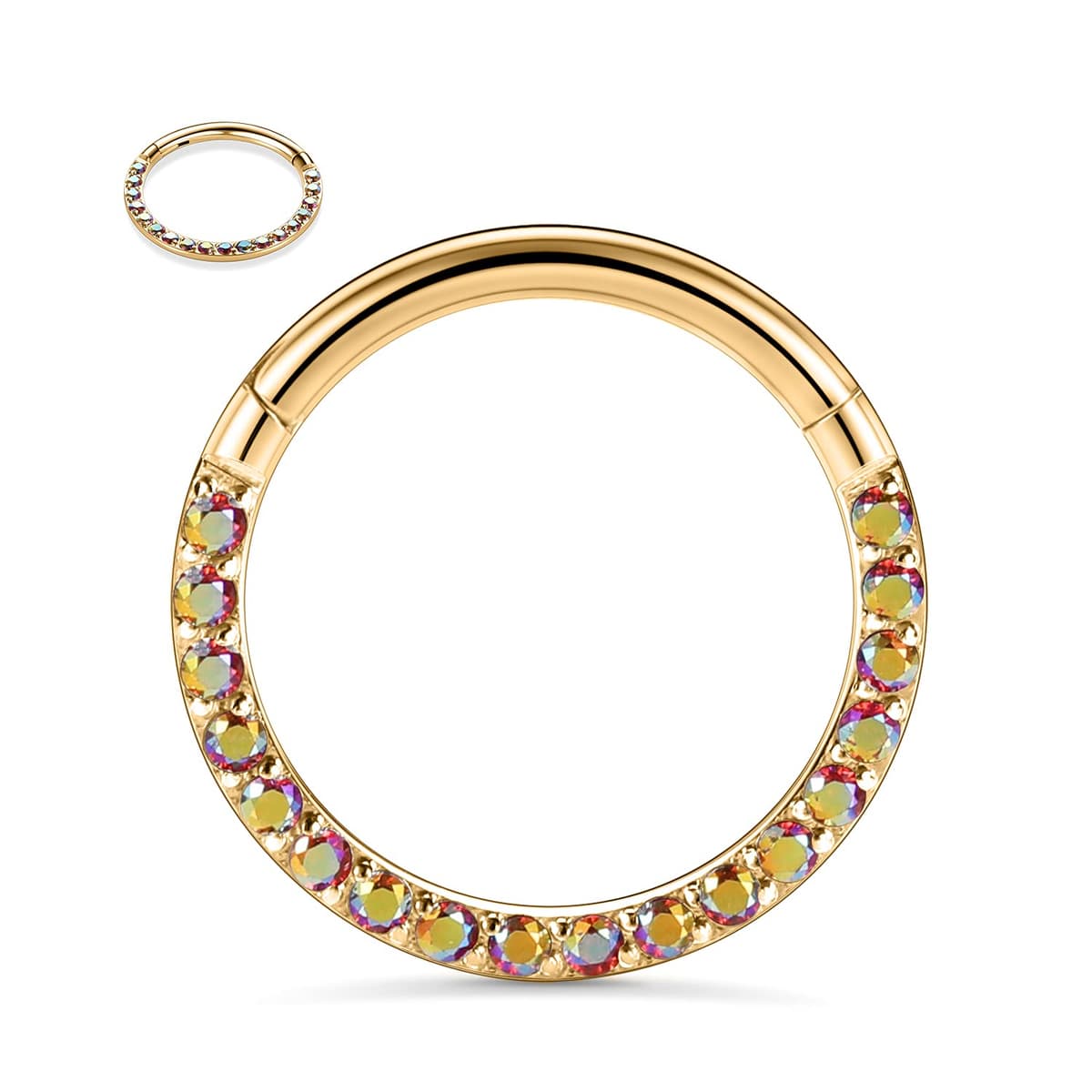 hengkaixuan CZ Opal Septum Jewellery Daith Ring Conch Hoop Seamless Clicker Ring Surgical Steel Rook Tragus Conch Piercing Jewellery Small Hoop Earring Nose Hoop Ring — view 16